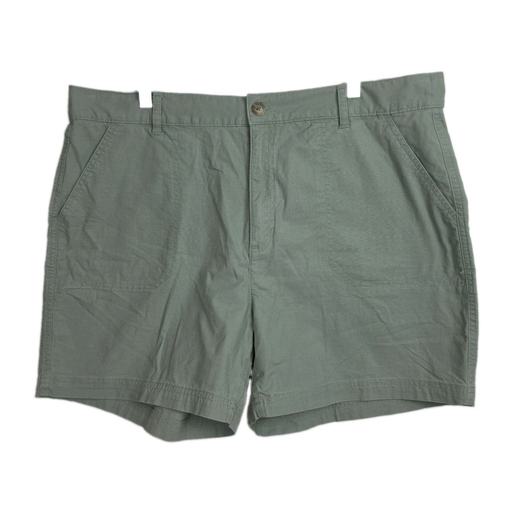 Eddie Bauer Canvas Shorts Women's Size 14 Green, Pockets, 5" Inseam